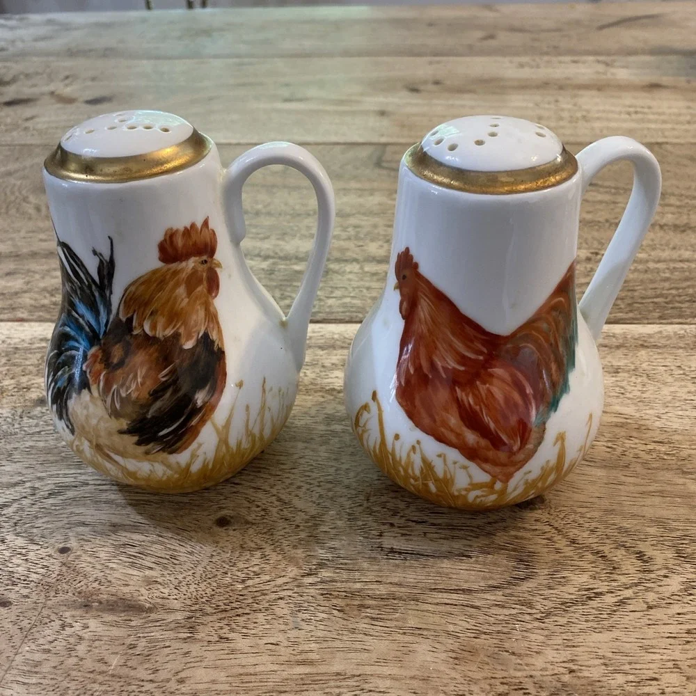 VTG Rooster & Hen-Chickens Salt & Pepper Shakers SPINNER 5